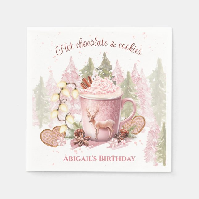 Hot Chocolate Christmas Birthday Paper Napkins (Front)