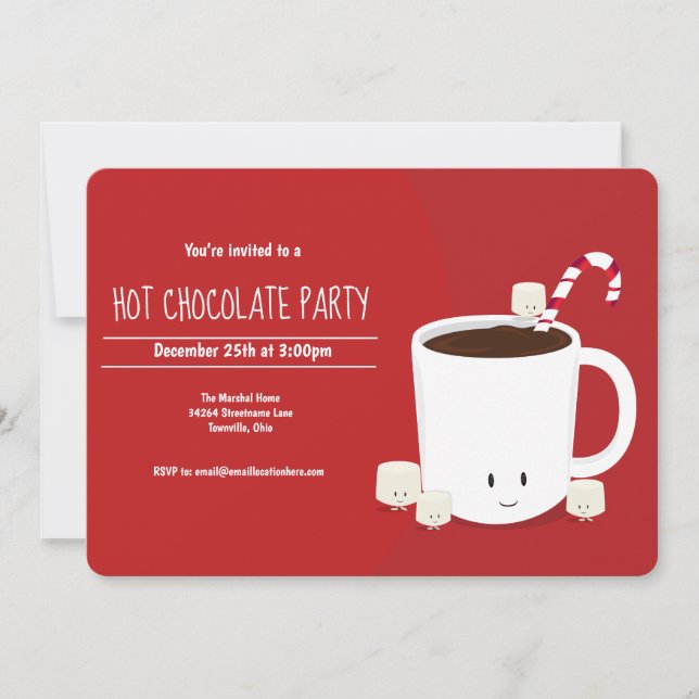 Hot Chocolate Christmas Party Horizontal Invitation (Front)