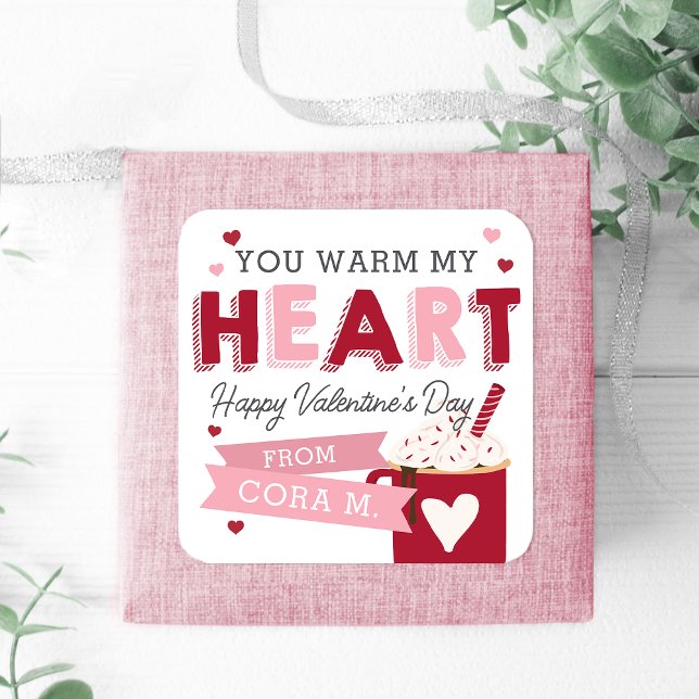 Hot Chocolate Classroom Valentines Day Square Sticker (Creator Uploaded)
