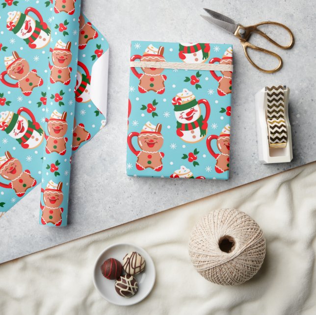 Hot Chocolate Cocoa Drinks Christmas Holidays Wrapping Paper (Crafts)