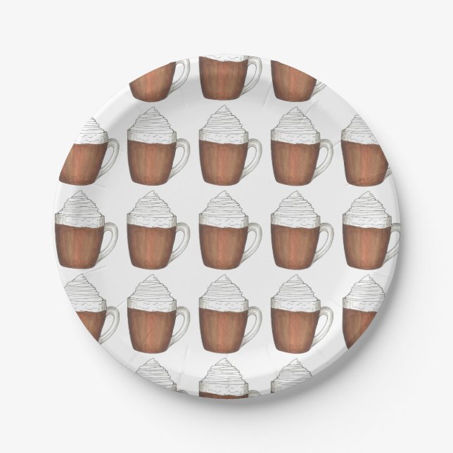 Hot Chocolate Cocoa Winter Holiday Christmas Plate (Front)