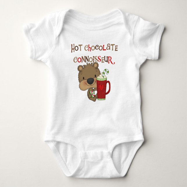 Hot Chocolate Connoisseur Boy Bear Baby Bodysuit (Front)