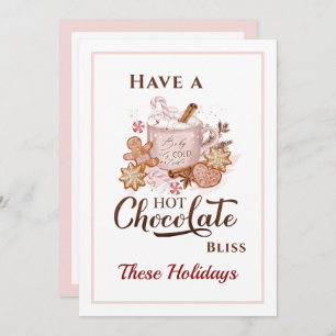 Hot Chocolate Cookies Modern Pink Christmas Card