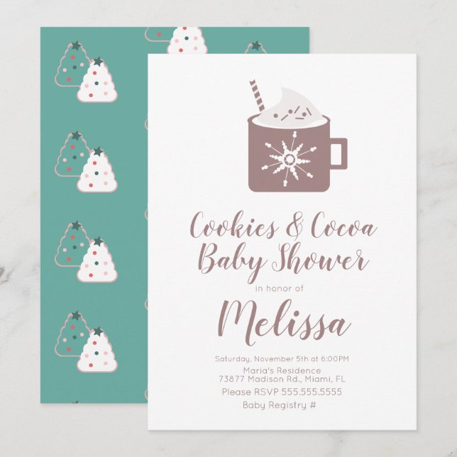 Hot Chocolate Cookies Mug Winter Baby Shower Invitation (Front/Back)