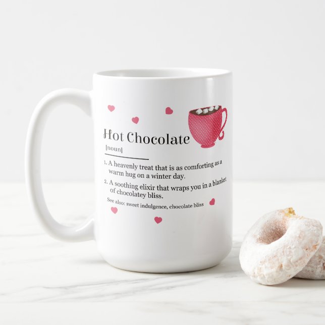 Hot Chocolate Dictionary Definition Coffee Mug (With Donut)