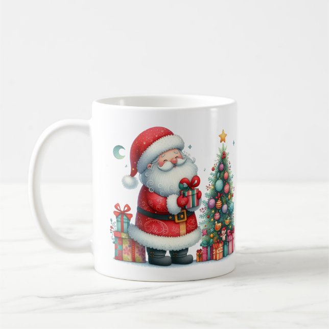 Hot Chocolate for Santa with Tree and Gifts Coffee Mug (Left)