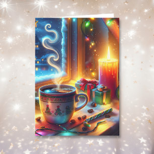 Hot Chocolate in a Christmas Window Personalised  Card