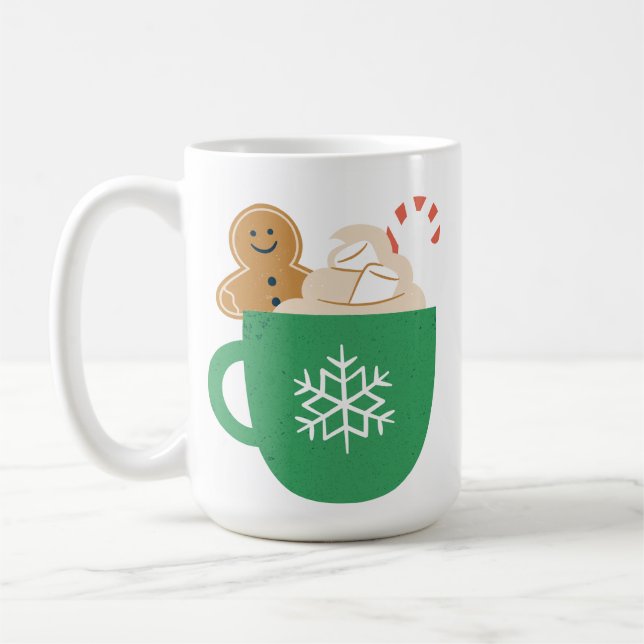Hot Chocolate Marshmallow Candy Cane Gingerbread Coffee Mug (Left)