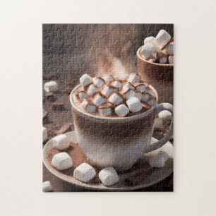 Hot Chocolate Marshmallows Steam Cosy Winter Jigsaw Puzzle