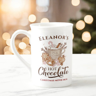 Hot Chocolate Name Beige Bone China Christmas Mug