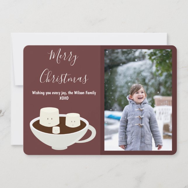 Hot Chocolate Photo Christmas Holiday Card (Front)