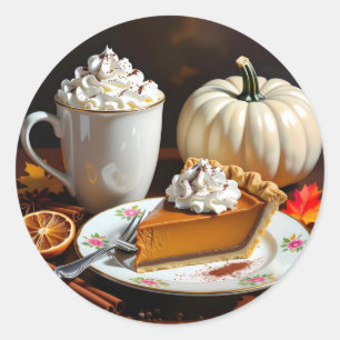 Hot Chocolate, Pumpkin Pie and Spice Autumn Classic Round Sticker