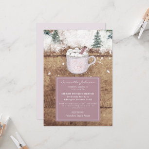 Hot Chocolate Rustic Baby It's Cold Pink Shower Invitation