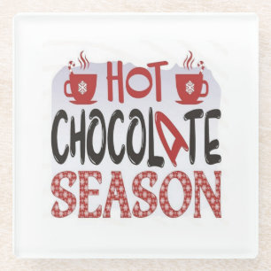 Hot Chocolate Season Glass Coaster
