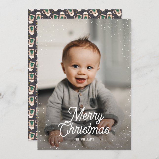 Hot Chocolate Snow Photo Christmas Holiday Card (Front/Back)