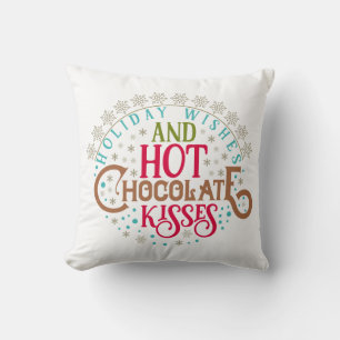 Hot Chocolate Snowflakes Kisses Cute Christmas Cushion