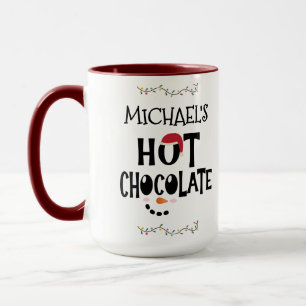 Hot Chocolate Snowman Face for Kids & custom Name Mug