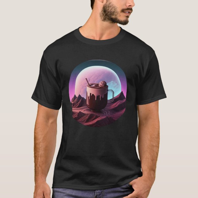 Hot Chocolate Synthwave 80s Retrowave Aesthetic T-Shirt (Front)