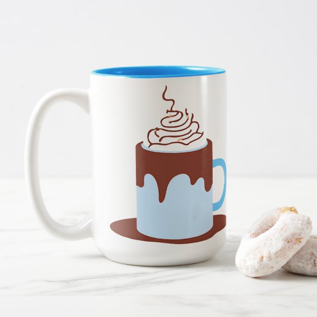Hot Chocolate Two-Tone Coffee Mug (With Donut)
