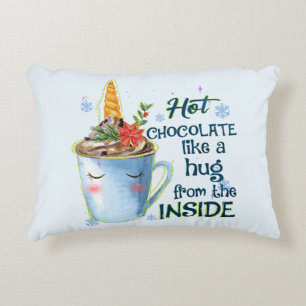 Hot Chocolate Unicorn Cosy Unicorn Winter Decorative Cushion