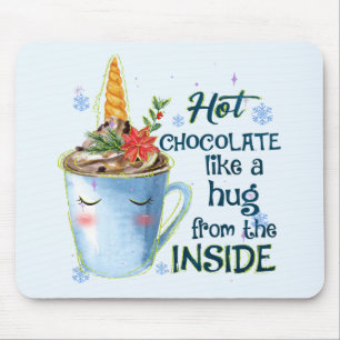Hot Chocolate Unicorn Cosy Unicorn Winter Mouse Pad