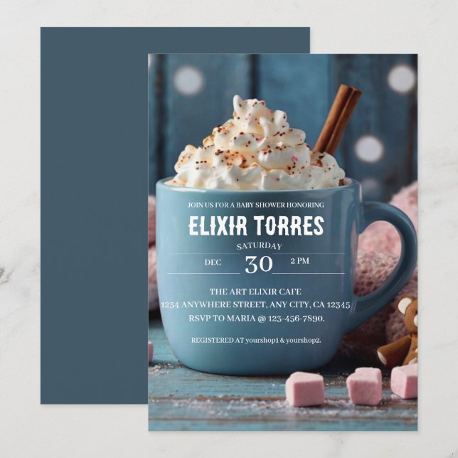 Hot Chocolate w/ Whipped Cream Cosy Baby Shower Invitation (Front/Back)