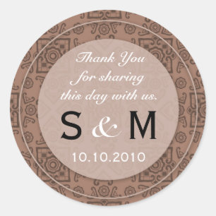 Hot Chocolate Wedding Monogram Thank You Sticker