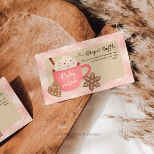 Hot Chocolate Winter Baby Girl Diaper Raffle Enclosure Card