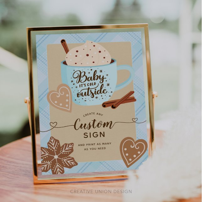 Hot Chocolate Winter Baby Shower Boy Custom Sign (Creator Uploaded)