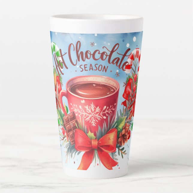 Hot Chocolate with candy canes Latte Mug (Front)