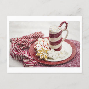 Hot Chocolate with Christmas Cookies Photo Postcard