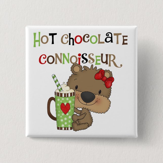Hot ChocolateConoisseur Girl Bear 15 Cm Square Badge (Front)