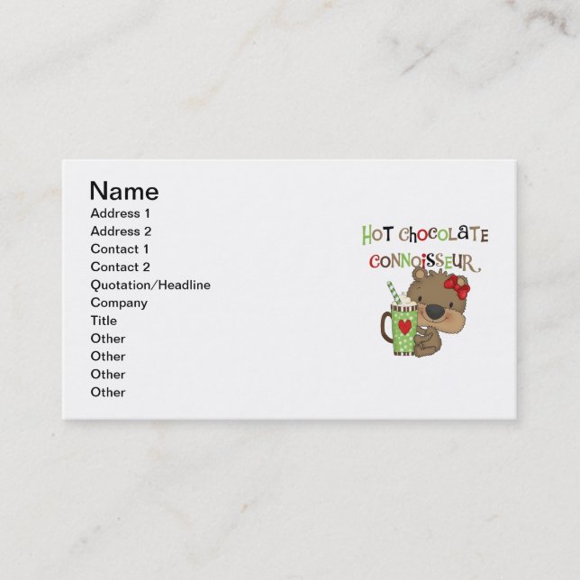 Hot ChocolateConoisseur Girl Bear Business Card (Front)