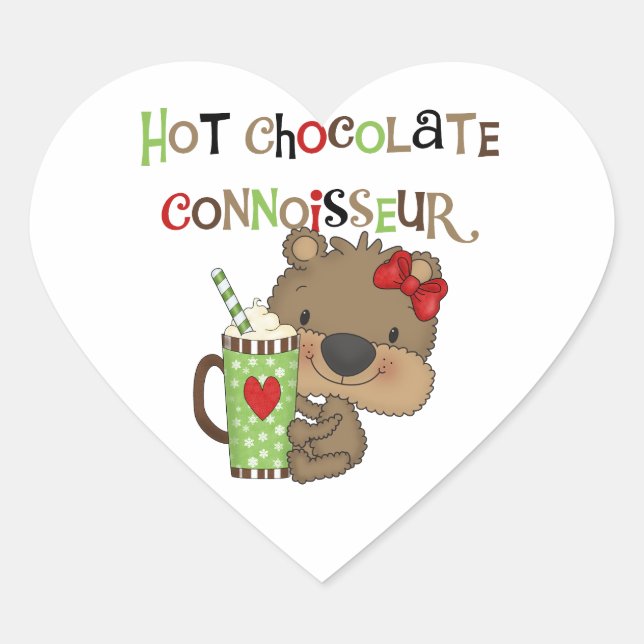 Hot ChocolateConoisseur Girl Bear Heart Sticker (Front)