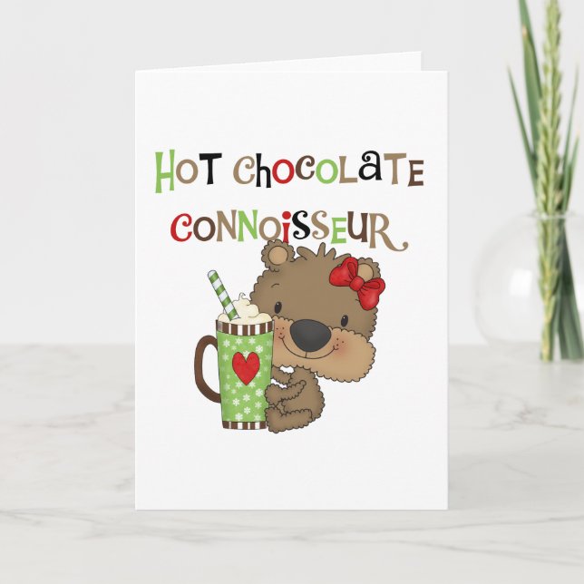 Hot ChocolateConoisseur Girl Bear Holiday Card (Front)