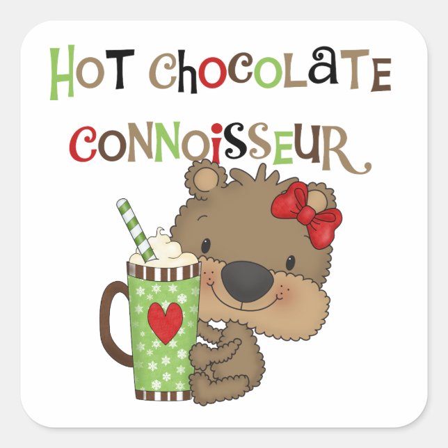 Hot ChocolateConoisseur Girl Bear Square Sticker (Front)