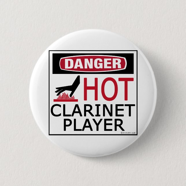 Hot Clarinet Player 6 Cm Round Badge (Front)