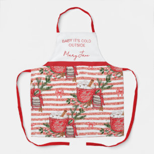 Hot Cocoa and Candy Cane Christmas Personalised  Apron