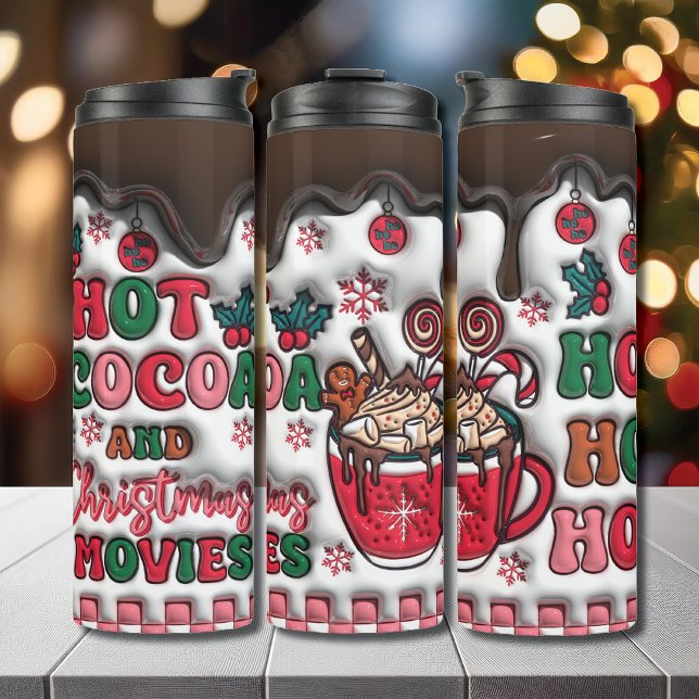 Hot Cocoa and Christmas Movie Inflated 3D Puffy Thermal Tumbler (Creator Uploaded)