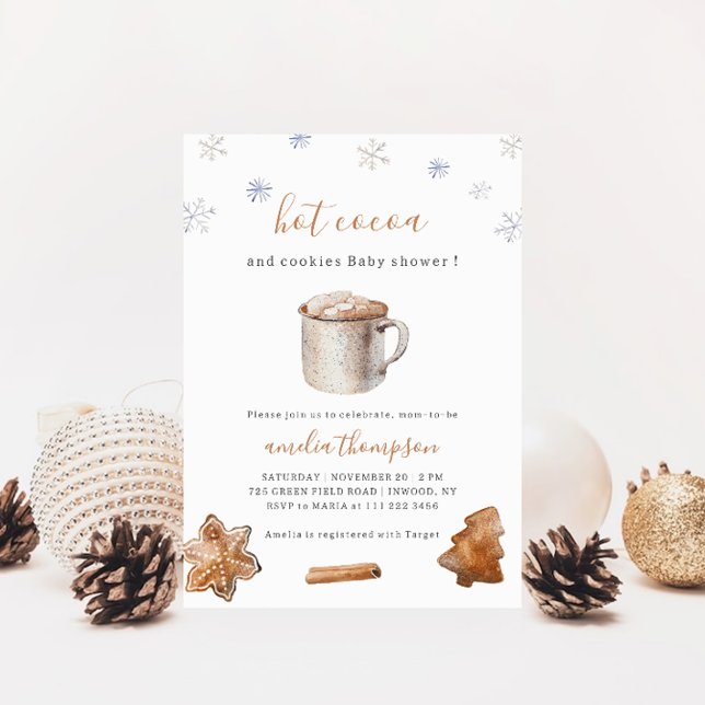 Hot Cocoa and Cookies Winter Baby Shower Invitation (Creator Uploaded)