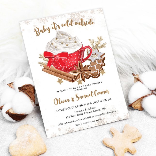 Hot Cocoa and Cookies Winter Baby Shower Invitation (Creator Uploaded)