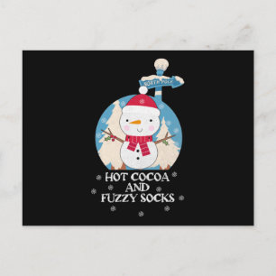 Hot Cocoa And Fuzzy Socks   Cute snowman   winter Postcard