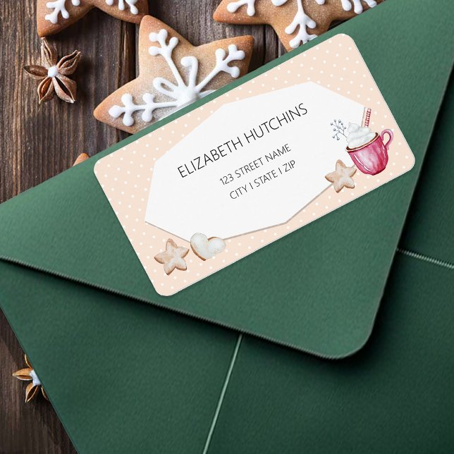 Hot Cocoa And Ginger Bread Cookies Watercolor Label (Creator Uploaded)