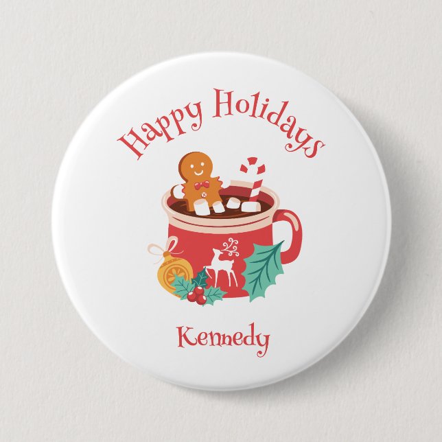 Hot Cocoa and Gingerbread 7.5 Cm Round Badge (Front)
