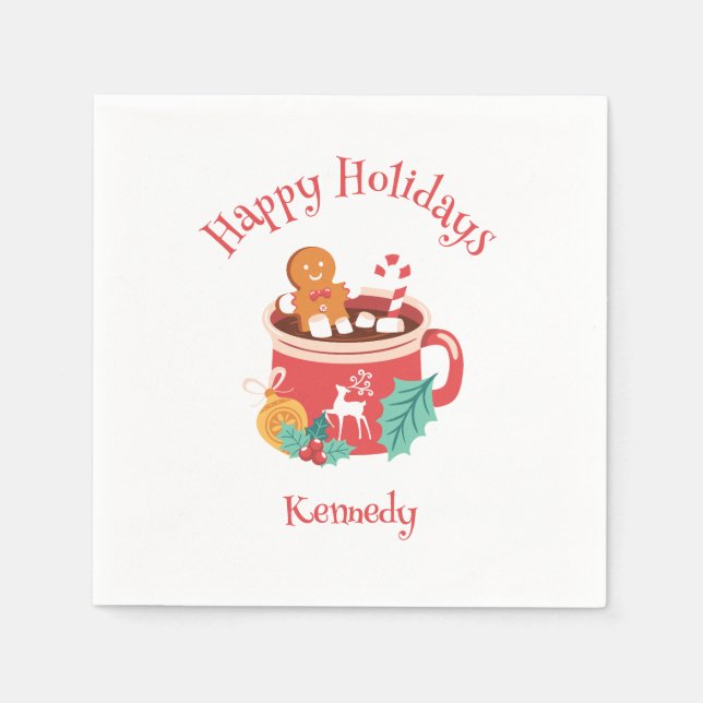 Hot Cocoa and Gingerbread Napkin (Front)