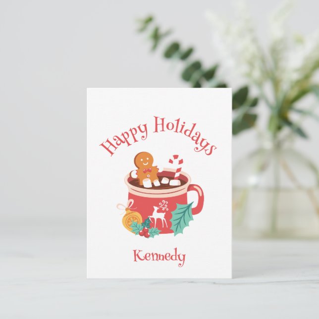 Hot Cocoa and Gingerbread Postcard (Standing Front)