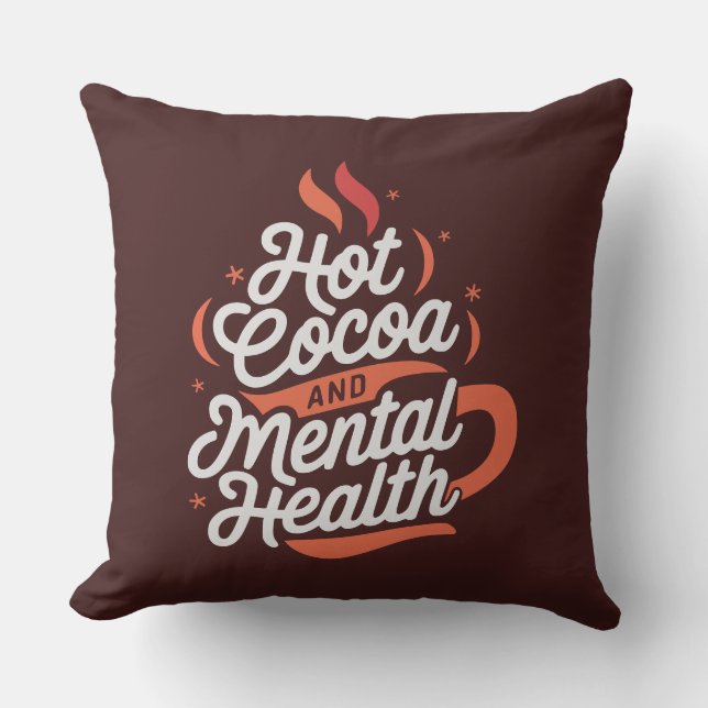 Hot Cocoa and Mental Health Personalised Cushion (Front)