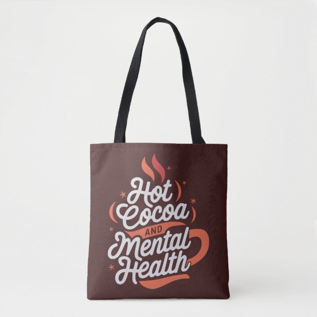 Hot Cocoa and Mental Health Personalised Tote Bag (Front)