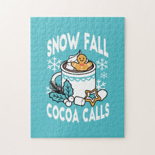 Hot Cocoa and Winter Charm - Snow Fall Cocoa Calls Jigsaw Puzzle