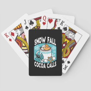 Hot Cocoa and Winter Charm - Snow Fall Cocoa Calls Playing Cards